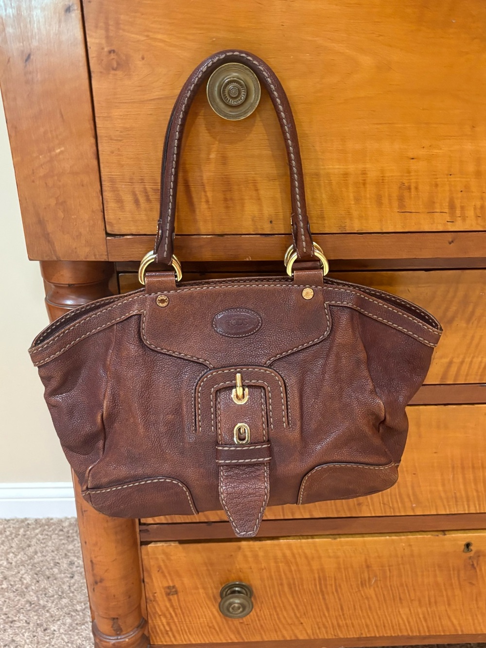 TOD’S Vintage Brown Leather Bag Purse 90’s Luxe